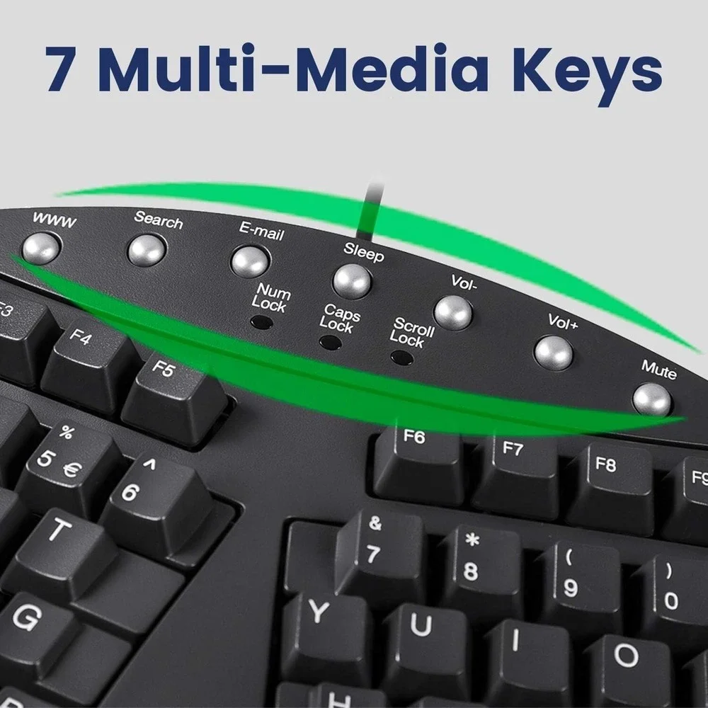 Perixx Periboard-512‎ Wired Ergonomic Split Keyboard Palm Rest Multimedia Keys